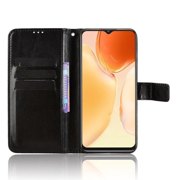 Funda tipo libro para Oukitel C61, cartera todo‑en‑uno, funda multifuncional con tarjetero y correa de muñeca desmontable
