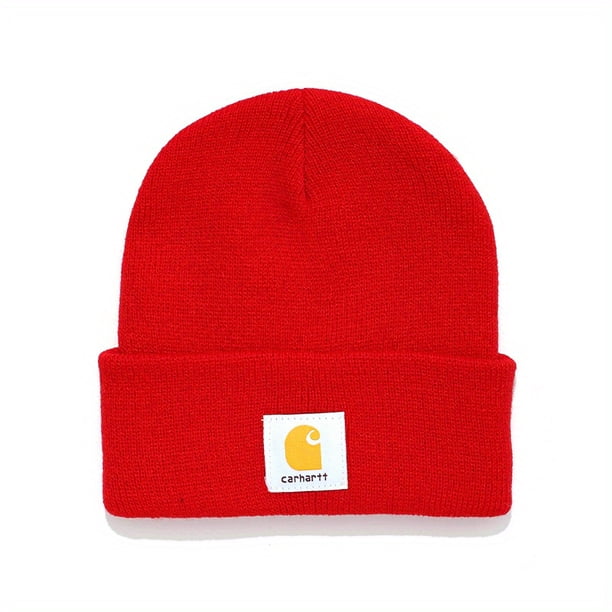 Classic Label Patch Beanie Unisex Candy Color Knit Hat Elastic Lightweight Couple Skull Cap For Women & Men