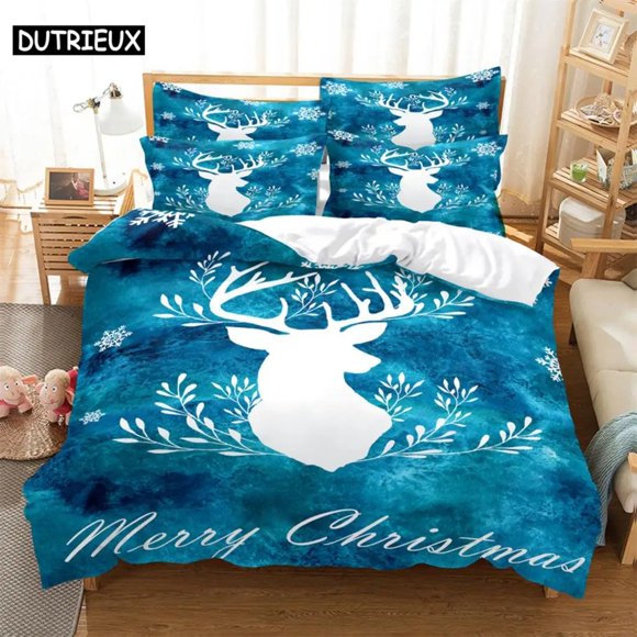 digital printing quilt cover pillowcase double bed set cover quilt Soft Microfiber bedding set Sika deer