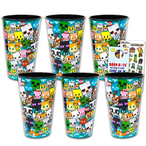 Set De 6 Vasos Reutilizables Minecraft De 710 Ml Para Fiesta