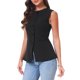 thumbnail image 4 of INSPIRE CHIC Chaleco de traje con cuello redondo para mujer, chaleco ajustado sin mangas con bolsillos XS Negro, 4 of 6