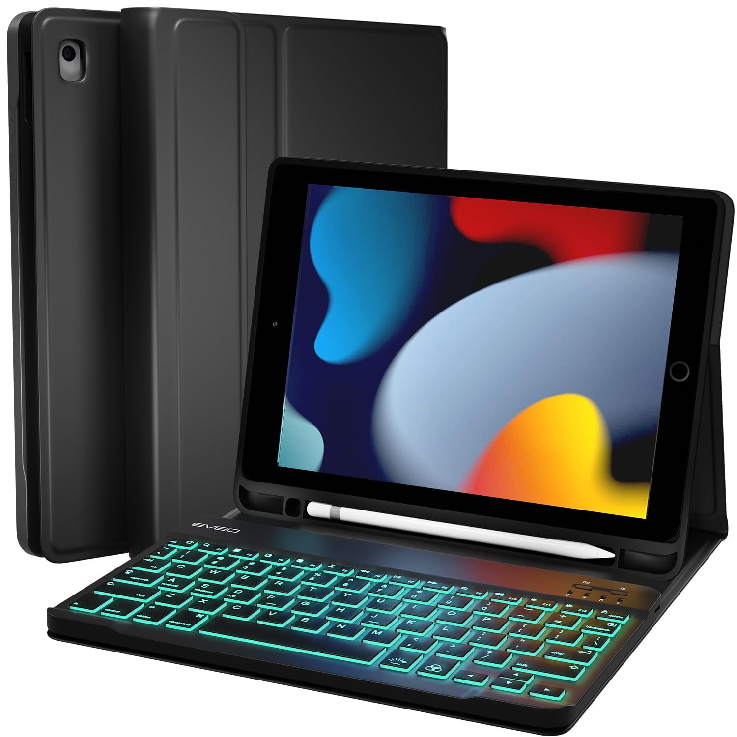Funda Con Teclado Eveo Para Ipad De 9.ª Generación, Color Negro