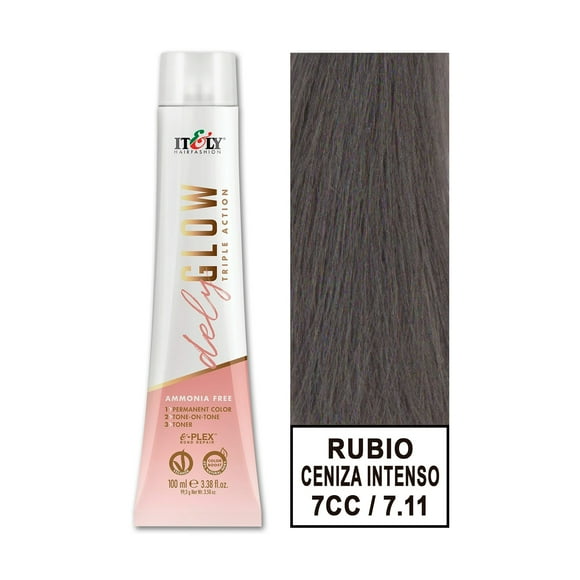 Tintura Permanente Sin Amoniaco Delyglow 100ml (Rubio Ceniza Intenso 7.11 7CC)