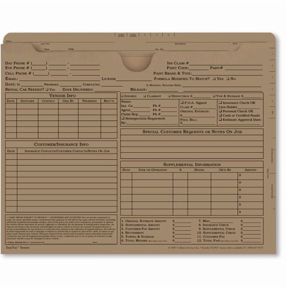 Carpeta de trabajo AUTO BODY TOOLMART 29 cm paquete de 50 gris