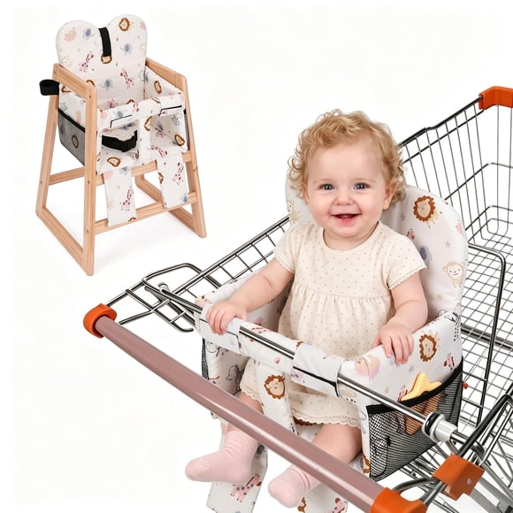 Asiento acolchado para carrito de bebé BeesMith 28 × 15 cm con animales rosas