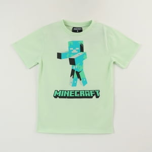 Polera Manga Corta Niño Verde Drowned Minecraft