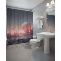 Mylhogar - Cortina De Baño Tela Género + Forro Impermeable