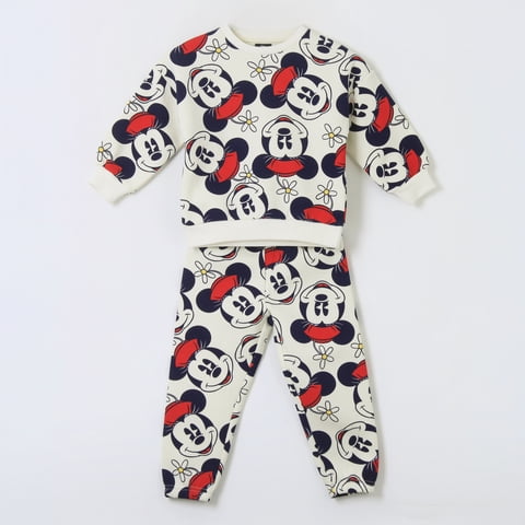 Conjunto Buzo Niña Full Print Minnie Mouse Blanco Disney