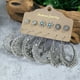 thumbnail image 1 of 36pairs Vintage Water Droplet Heart Eardrop Turquoise Pine Engraved Stud Earrings - Ancient Silver Geometric Design, 1 of 5