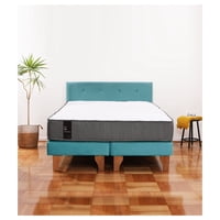 Latam Home - Cama Europea Zen Best 2 Plazas Colchon Resortes Base Dividida + Respaldo Tela Turquesa