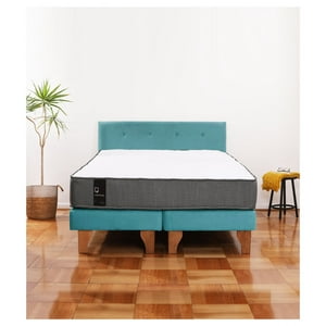 Latam Home - Cama Europea Zen Best Tela Velvet Turquesa 2 Plazas + Respaldo