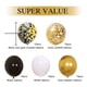 thumbnail image 2 of 50pcs, Black Golden Confetti Balloons, 12 Inch Golden White And Black Confetti Balloons With Ribbons For Graduation Birthday Wedding Party Decorations, 2 of 2