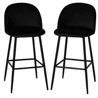 Moboi - Pack 2 Pisos De Bar Taburete Velvet 66Cm Terciopelo Negro