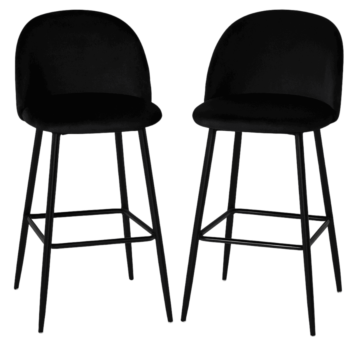 Moboi - Pack 2 Pisos De Bar Taburete Velvet 66cm Terciopelo Negro