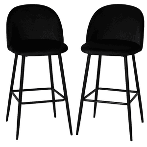 Moboi - Pack 2 Pisos De Bar Taburete Velvet 66Cm Terciopelo Negro