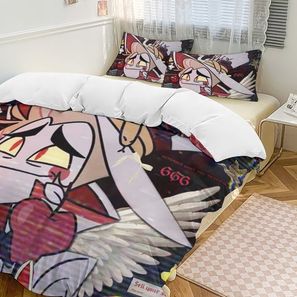 Hazbin Hotel 3-Piece Twin Bed Set - Includes 1 Single Comforter And 2 Pillowcases Bedding - Fade Resistant Microfiber - Hazbin Hotel