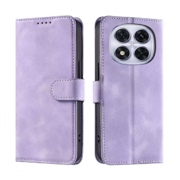 Funda Cartera para Xiaomi Redmi Note 14 Pro 4G Tapa con Ranuras, Soporte y Correa Morado