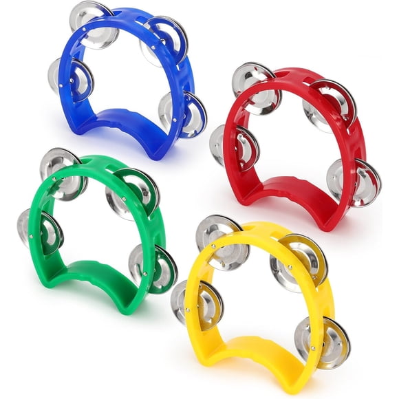 Pandereta Mini WATMTIN WA7654 Pack de 4 con 4 Cascabeles 10 x 9,5 cm