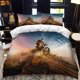 thumbnail image 1 of Motorcycle rider bed duvet cover set calico Twin size comforter bedding set complete sets Bed Sheets, 1 of 5