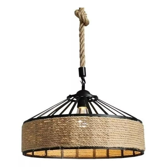 Lampara Cuerda Cáñamo Colgante 30 Cm Metal Rustica