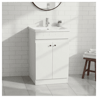 Modern Space - Mueble Vanitorio 60X47 Cm Blanco Con Lavamanos Y Grifería ¡Listo Para Instalar!