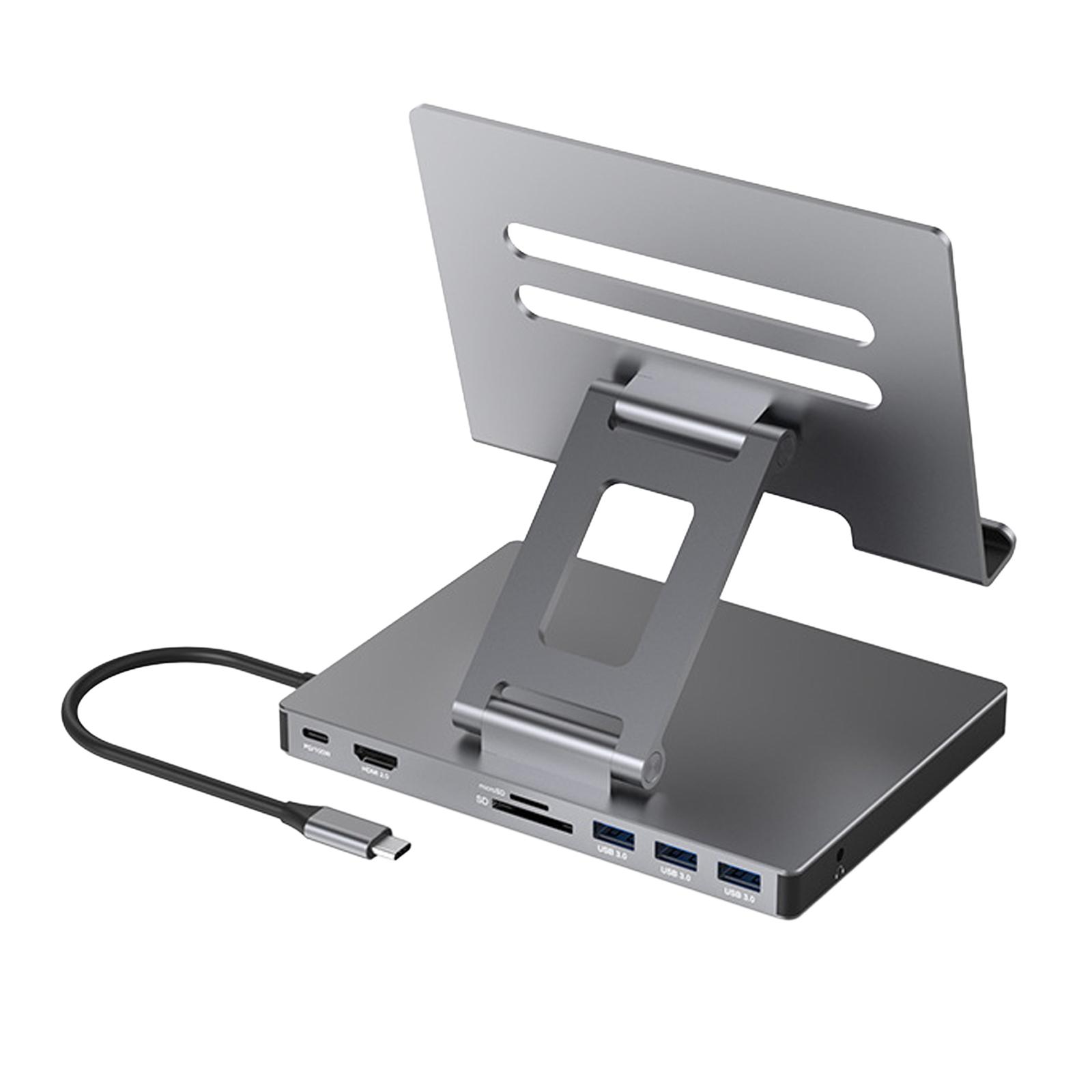 Magideal - Soporte De Estación De Acoplamiento Fácil De Usar Aesorios Resistentes Base De Expansión Adaptador Multipuerto Para Portátiles Equipos Electrónicos , 8 En 1