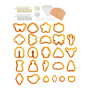 Magideal - 125X Para Ganchos De Pendientes De Arcilla Polimérica, Rodillo De Arcilla Geométrico, Accesorios De 25 Formas, Kit Para Hacer Pendientes Para , Naranja Naranja 125 Piezas