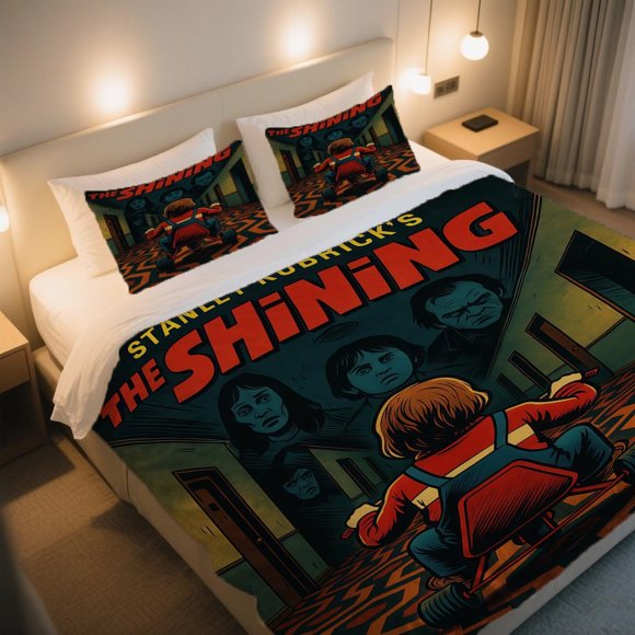 THE SHINING Haunting Hotel Art Duvet Cover Set A Thanksgiving and Independence Day Cartoon Vintage Pattern Duvet Cover Set That Refreshes and Brightens