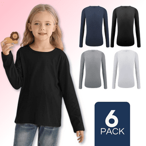 Mas Clothing - Pack 6 Camiseta Polar Manga Larga Primera Capa Niña Polera Colores Surtidos