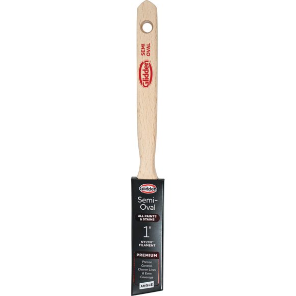 Pincel Glidden de 2,5 cm con mango de madera y cinta angular