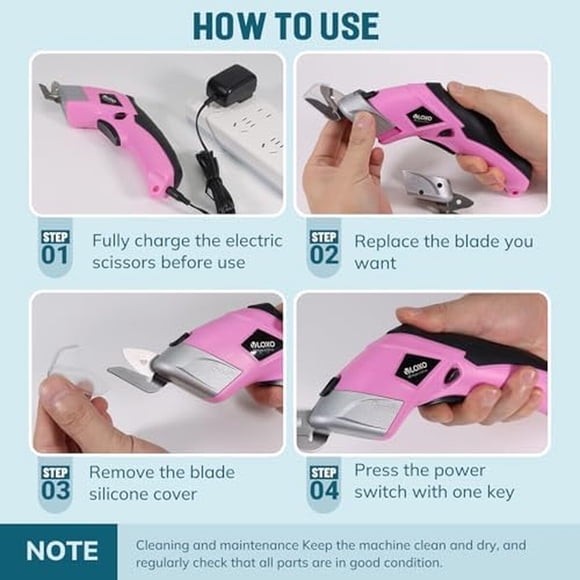 Tijera Eléctrica Inalámbrica VLOXO 3.6V 2 Cuchillas Rosa CS4001