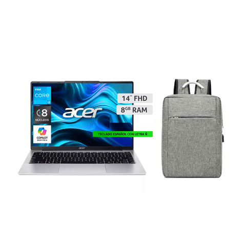 Notebook Acer Intel Core I3, 8 Nucleos, 8Gb, 128Gb Ssd, 14,