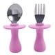 thumbnail image 1 of Juego de cuchara y tenedor para niños pequeños, cuchara para bebés, vajilla de autoalimentación para niños pequeños, tenedor y cuchara de acero inoxidable, 1 of 5