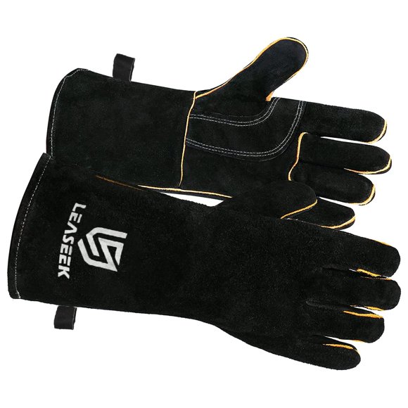 Guantes de soldadura LeaSeek resistentes al calor y al fuego para MIG/TIG
