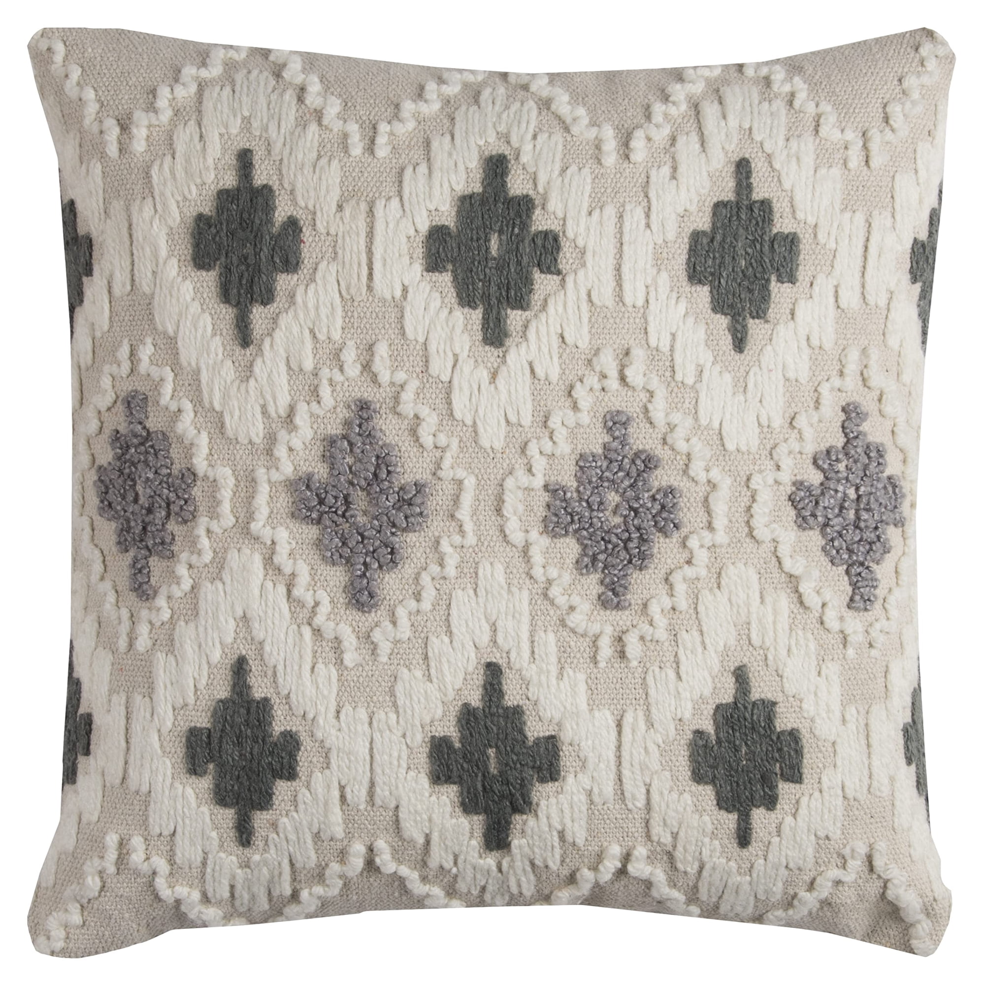 Almohada Rizzy Home T11511, Relleno De Polietileno, 20 X 20 Cm, Natural/gris/blanco