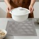 thumbnail image 4 of Juego de 6 Manteles Individuales de Plástico para Decoración de Mesa de Comedor, Lavables, con Patrón Cuadrangular Plata-Gris 45*30cm, 4 of 6