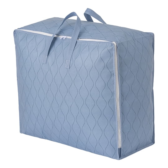 Regalwoven - 1 Pcs Bolsa De Almacenamiento De Ropa, Bolsa De Almacenamiento Plegable, Bolsa De Mudanza Ondulada Para Organizar Edredones, Organizador De Armario Y Almacenamiento Con Asas Azul 24*10.6*20.5in