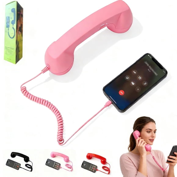 Auricular Telefónico Retro Para Dispositivos Type c (rosa)