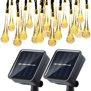 Genérico - Set 2 Guirnalda Solar Gotitas Cálida 50 Led 6 Metros