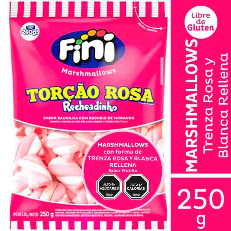 Marshmallows Trenza Rosa Y Blanca Rellena 250 g Fini