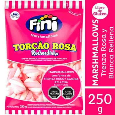 Marshmallows Trenza Rosa Y Blanca Rellena 250 G Fini
