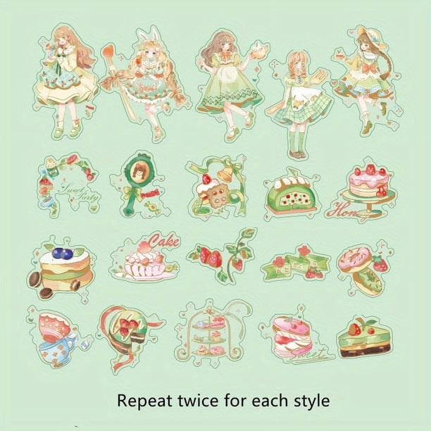 40pcs/pack Kawaii Stamping PET Stickers For Hand Account DIY Material Decorative Stationery Stickers Journaling Supplies