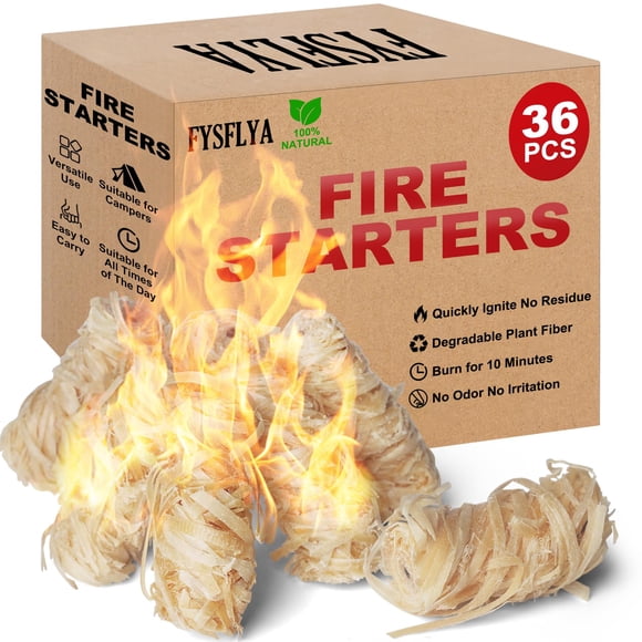 Encendedor de fuego FYSFLYA de madera natural de pino, 36 piezas para fogatas