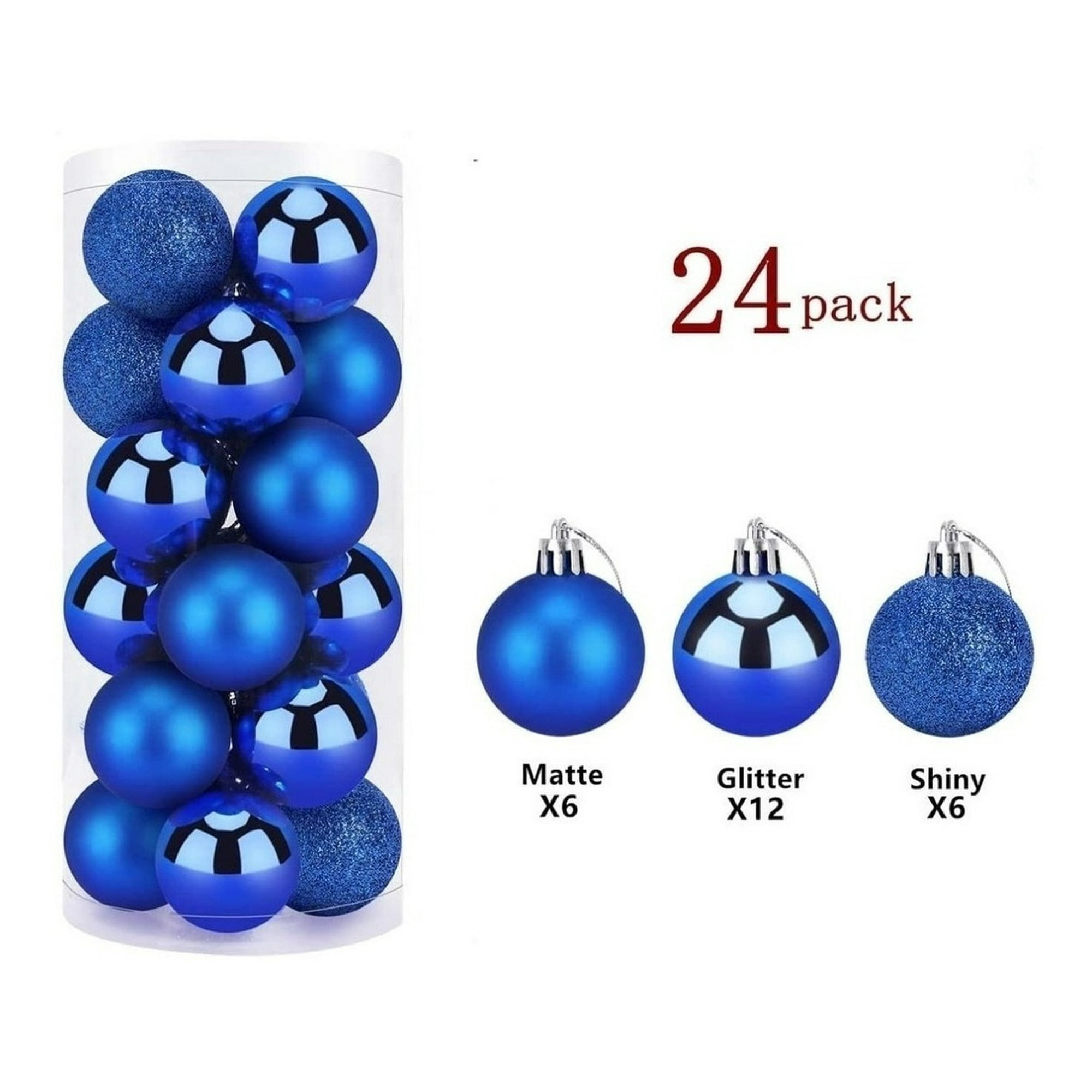 Genérico - Pack 24 Esferas Navidad Decorativa Bambalina Adorno Azul 6cm