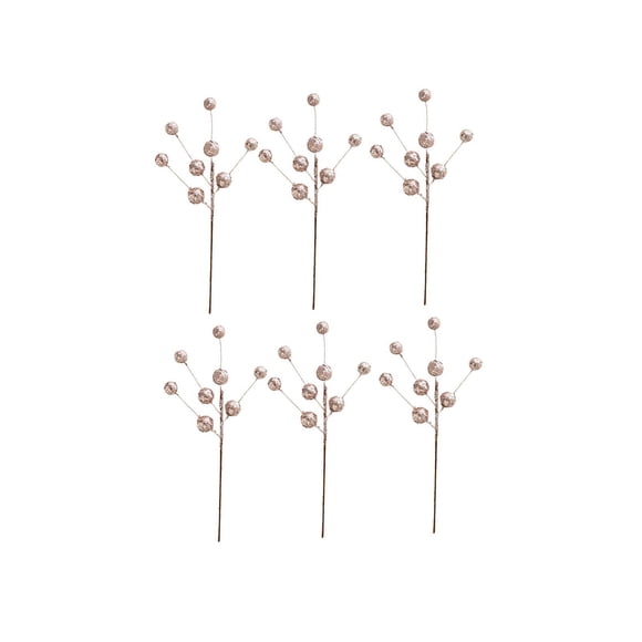 6 Piezas De Palitos De Bayas De Navidad, Tallos De Bayas, Rellenos De Jarrones, Bayas De Acebo Artificiales De Color Rosa