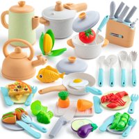 Accesorios De Cocina Play Tikjoyful, 42 Piezas Con Juego De Comida Play