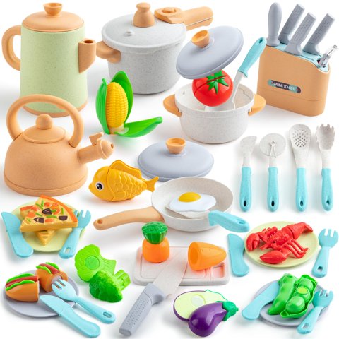 Accesorios De Cocina Play Tikjoyful, 42 Piezas Con Juego De Comida Play