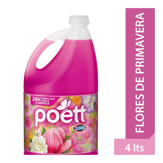 Limpiador Desinfectante De Pisos Flores De Primavera Bidón 4 L Poett