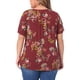thumbnail image 3 of Agnes Orinda Blusa de Mujer Talla Grande Cuello en V Estampado Floral Manga Corta Top Casual Blusas Tops 1X Rojo, 3 of 6