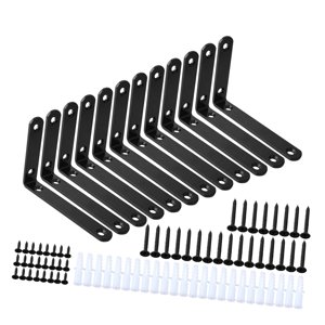 Bothyi - 12X Soportes De Esquina Soportes De Estante De Pared Resistentes Para Lavadero Baño Armario Negro 123X80Mm